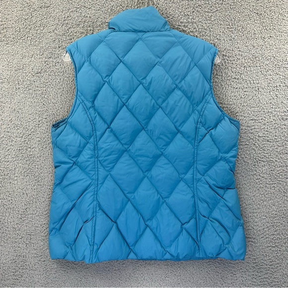 Lands' End Down Feather Puffer Vest Teal Blue Snap Button Outdoor Travel‎ Wmn M - Picture 3 of 7